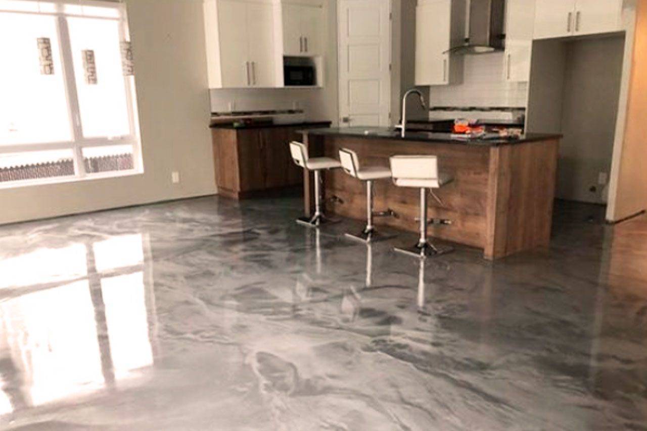 plancher epoxy metallique silver