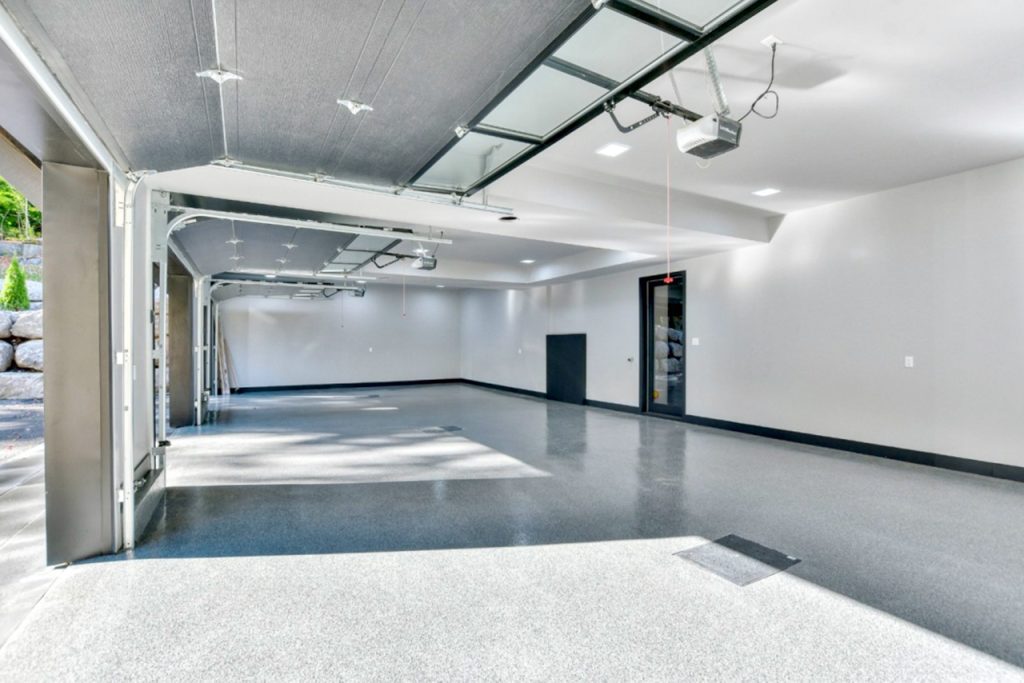 plancher garage epoxy flake