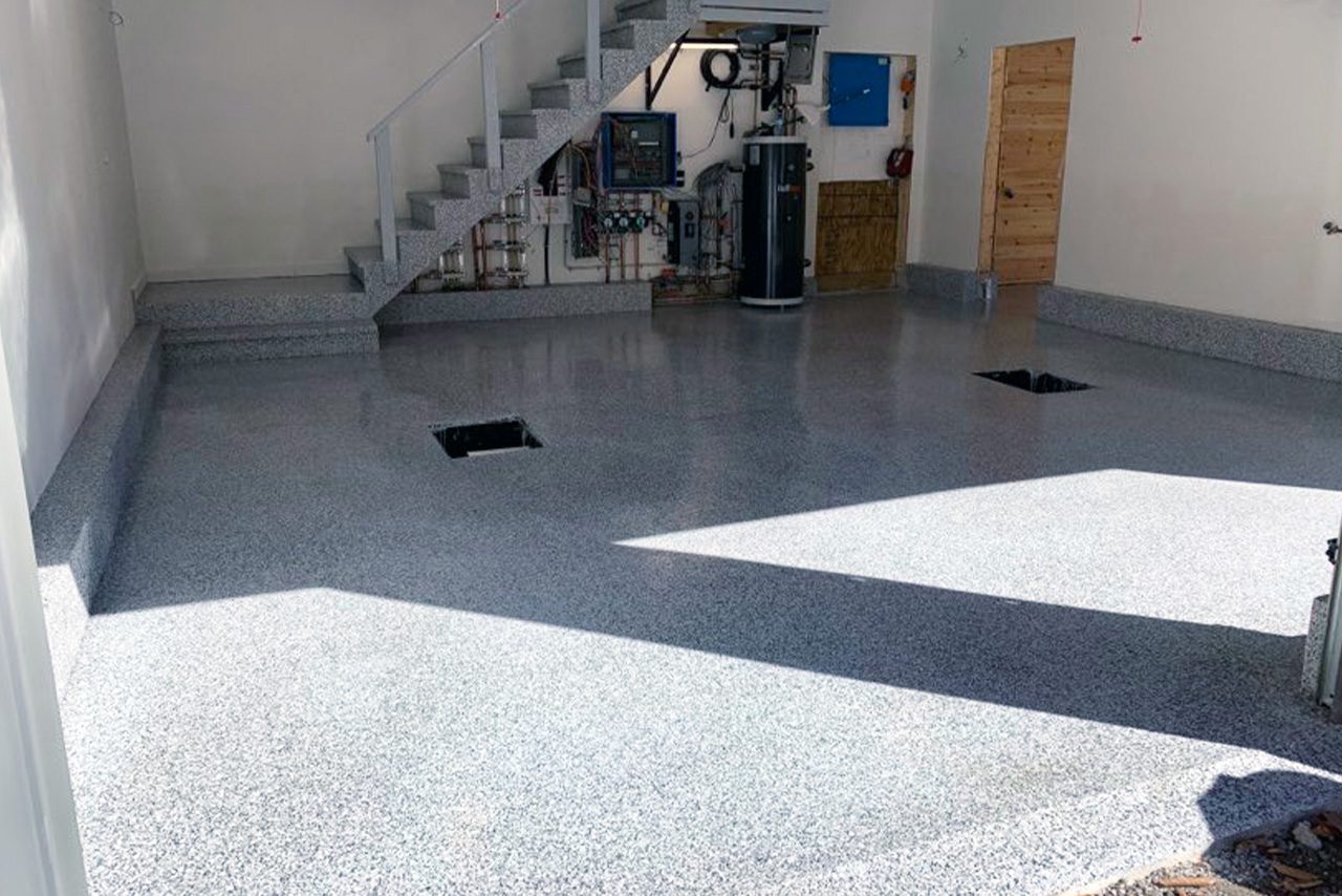 plancher garage epoxy flakes
